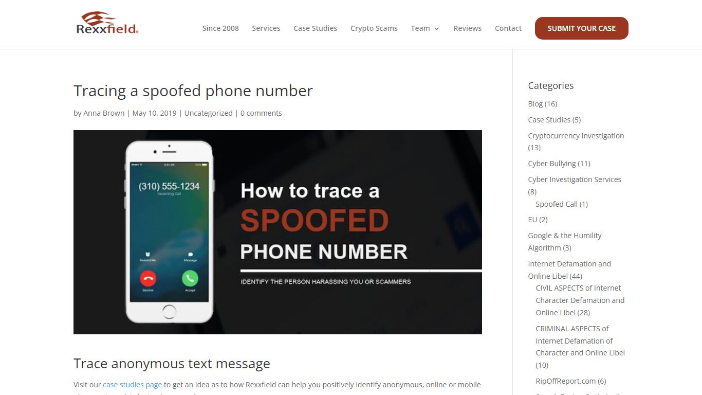 Tracing a spoofed phone number - Rexxfield Cyber Investigation Services